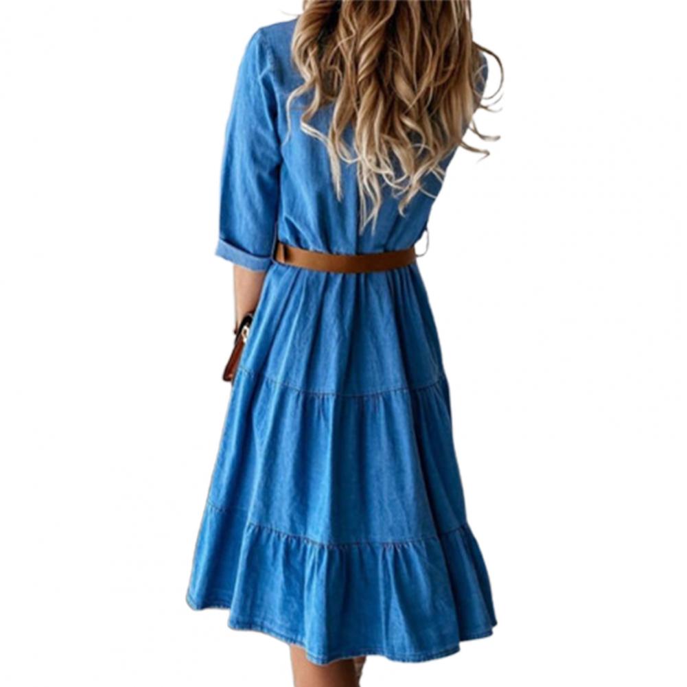 فستان جينز بأكمام ثلاثة أرباع  - مراجعة French Vintage Floral Midi Dress وسعره