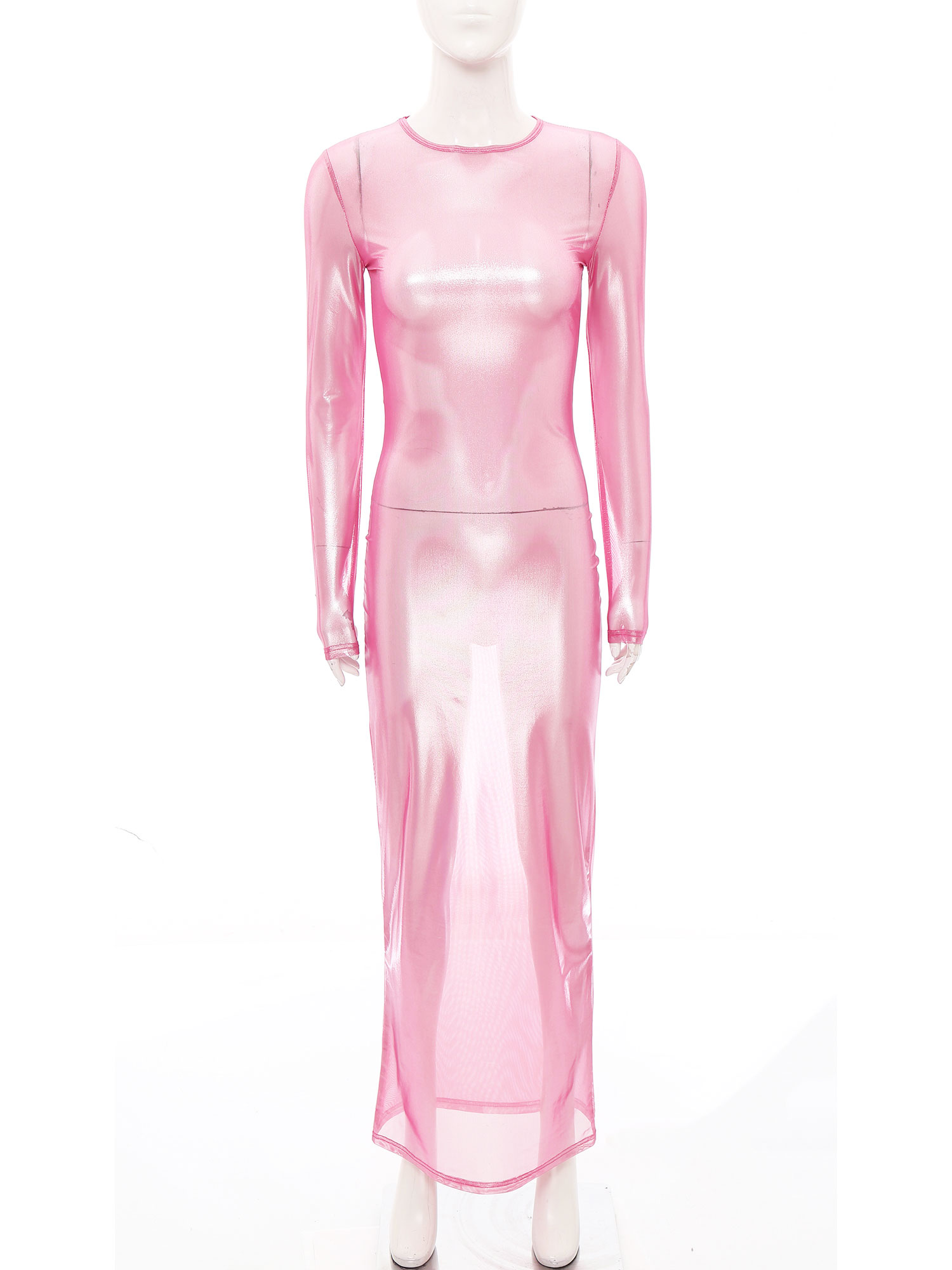 فستان نسائي طويل شفاف لامع شفا - مراجعة Sexy Mesh Sheer Bodycon Dress وسعره