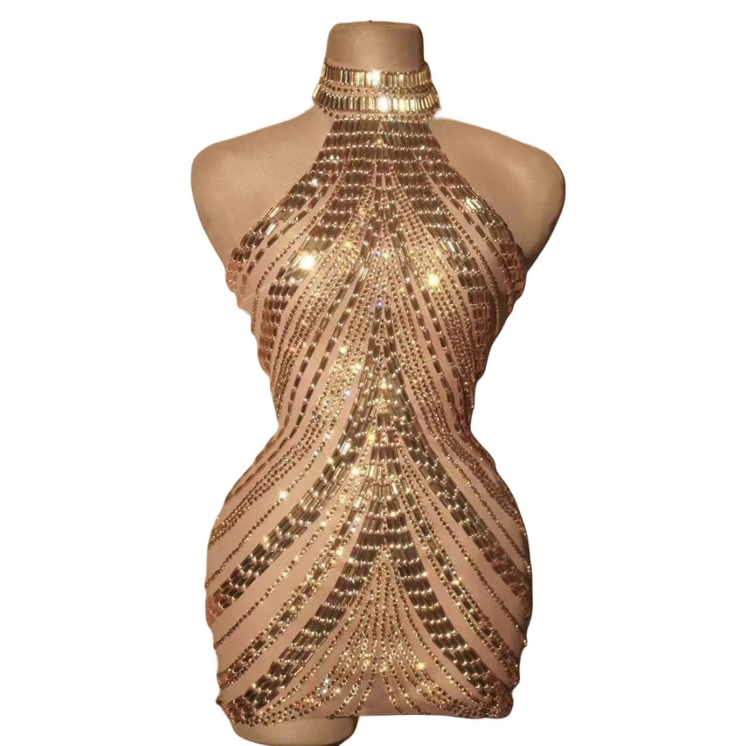 فستان لامع للنساء مرصع بالأحجا - مراجعة Sparkly Rhinestone Club Party Dress وسعره