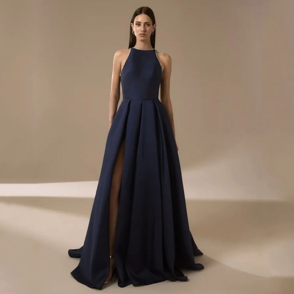 فساتين سهرة من الساتان باللون  - مراجعة Elegant Satin Evening Gown Split وسعره