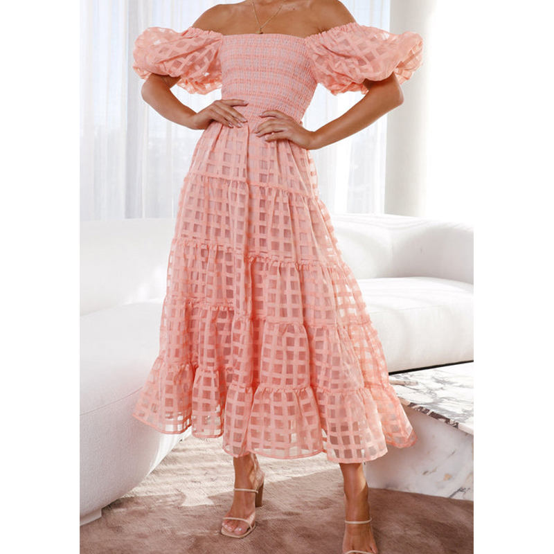أنيقة قبالة الكتف المرأة الصيف - مراجعة Off Shoulder Puff Sleeve Sundress وسعره