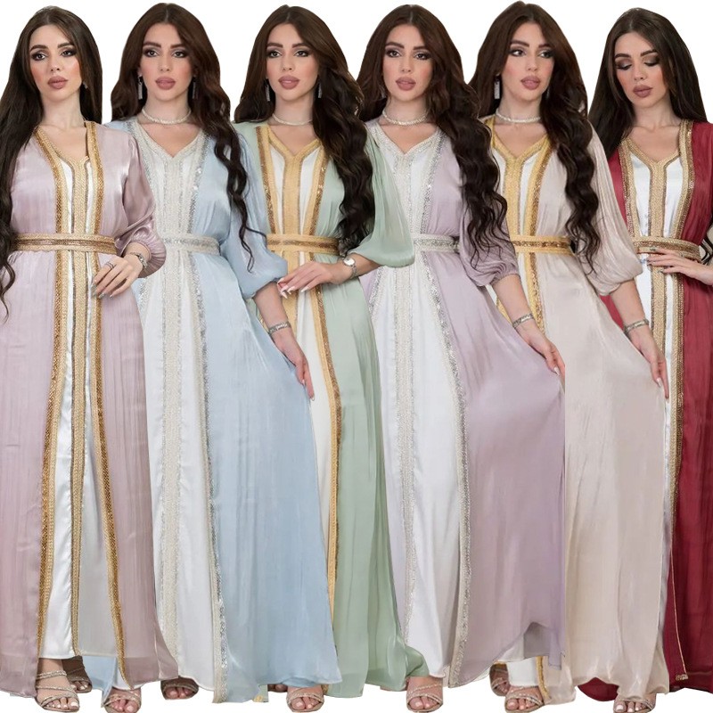 فستان سهرة طويل من الساتان بلو - مراجعة Dresses وسعره