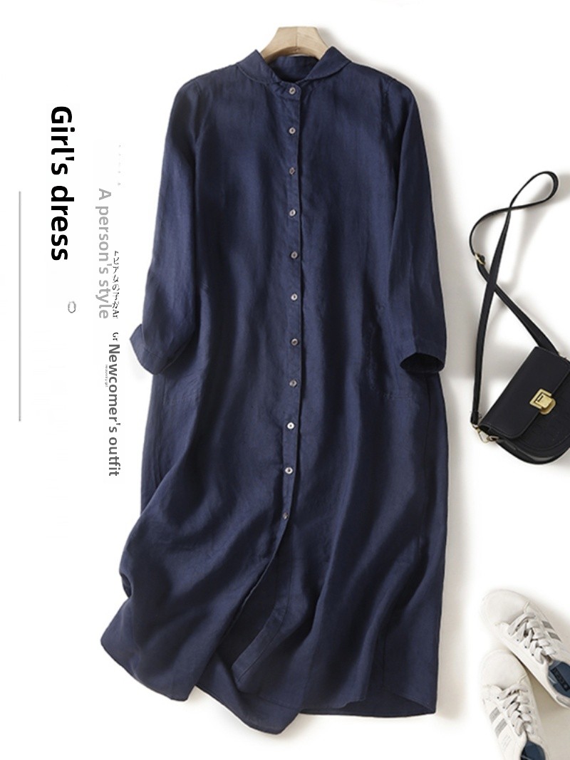 فستان نسائي كاجوال بأكمام طويل - مراجعة Casual Loose Linen Shirt Dress وسعره