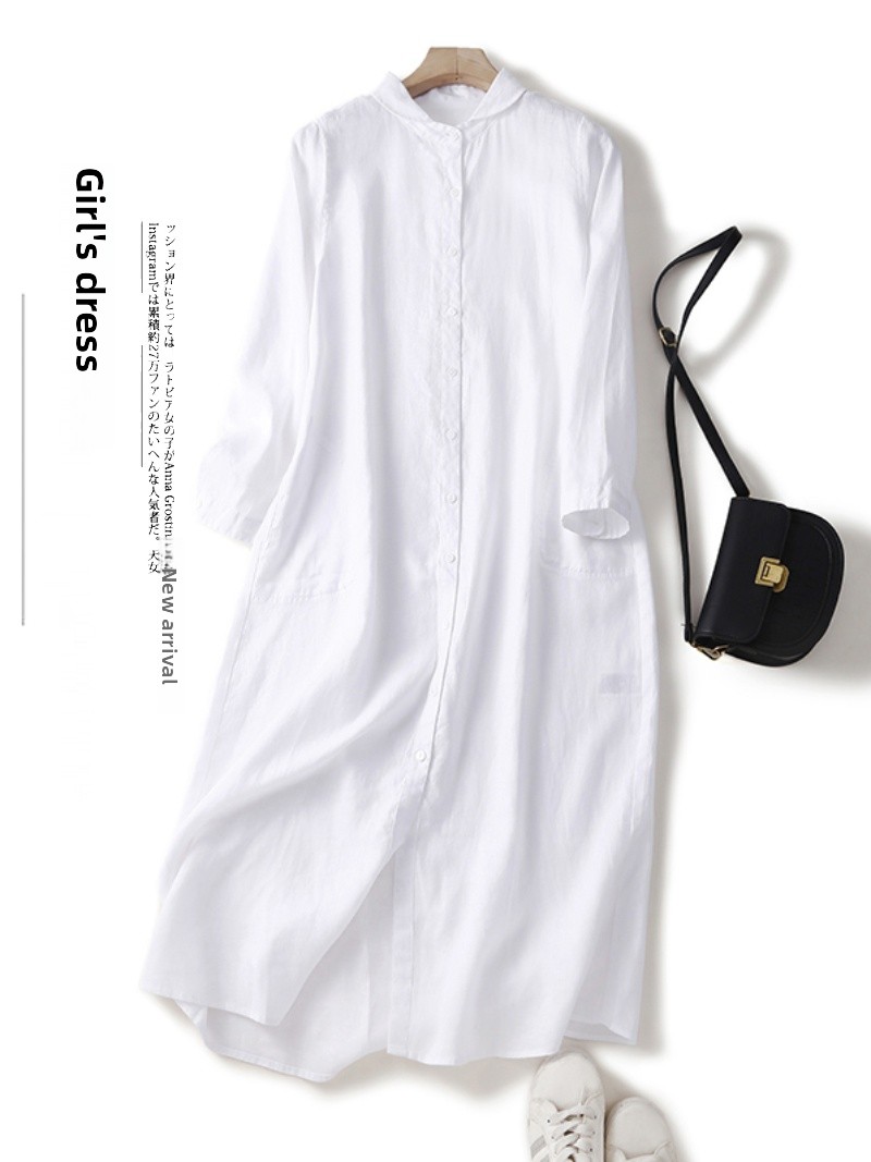فستان نسائي كاجوال بأكمام طويل - مراجعة Casual Loose Linen Shirt Dress وسعره