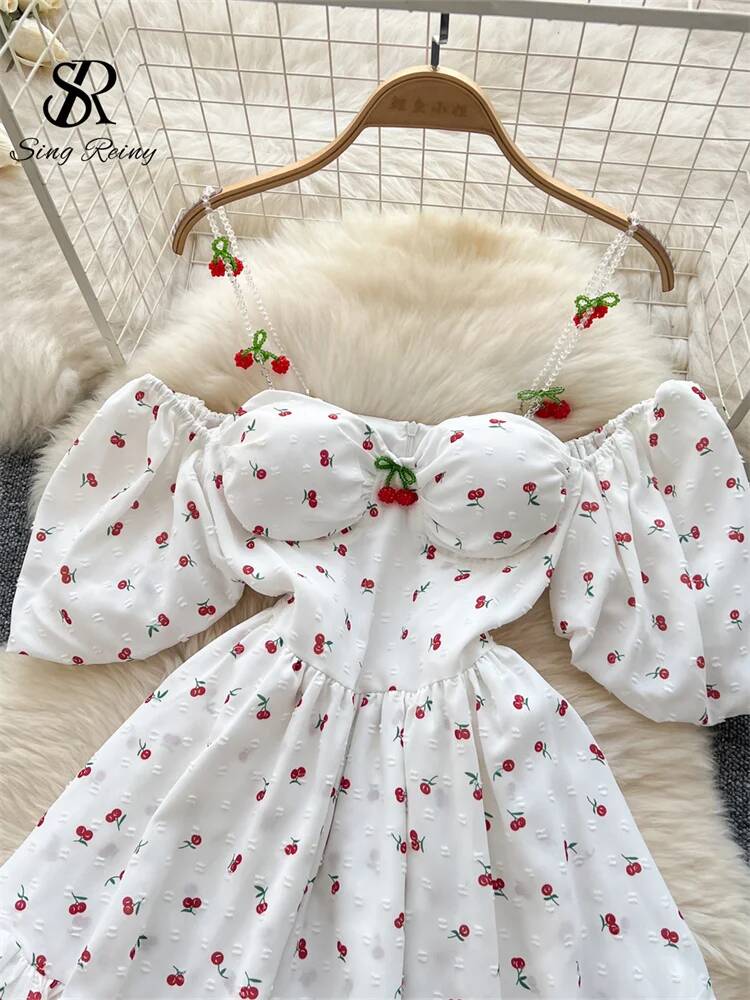 فستان صيفي نسائي بتصميم فيري ك - مراجعة Off Shoulder Puff Sleeve Sundress وسعره